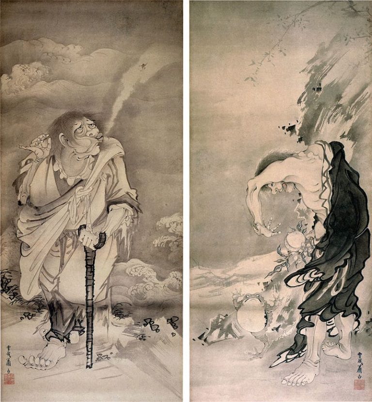 曽我蕭白　蝦蟇・鉄拐仙人図