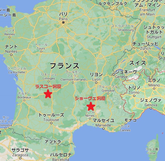 地図　ショーヴェ洞窟