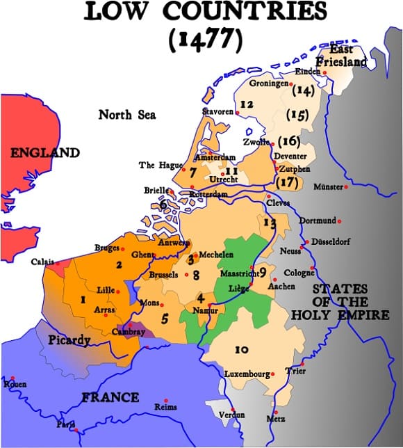 ネーデルラント　1477年頃　地図　