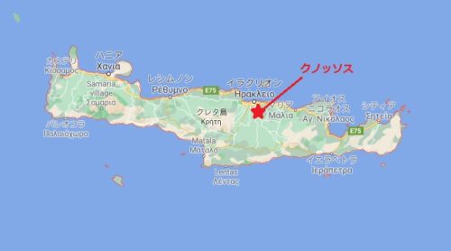 クレタ島　クノッソス　地図　場所
