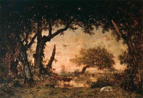テオドール・ルソー　フォンテーヌブローの森のはずれ、日没